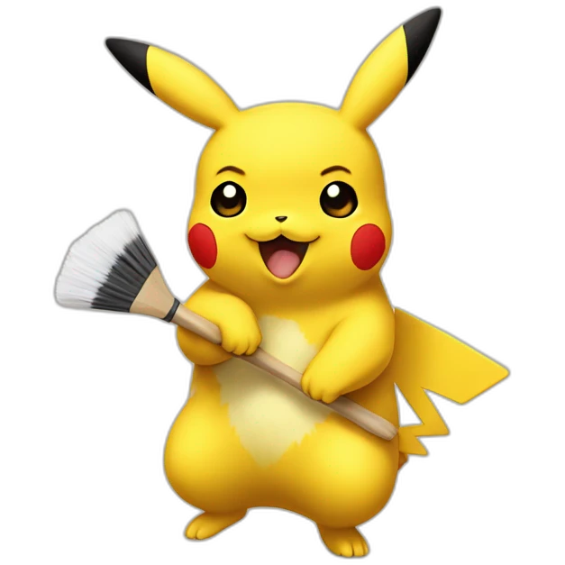 Pikachu avec un pinceau emoji