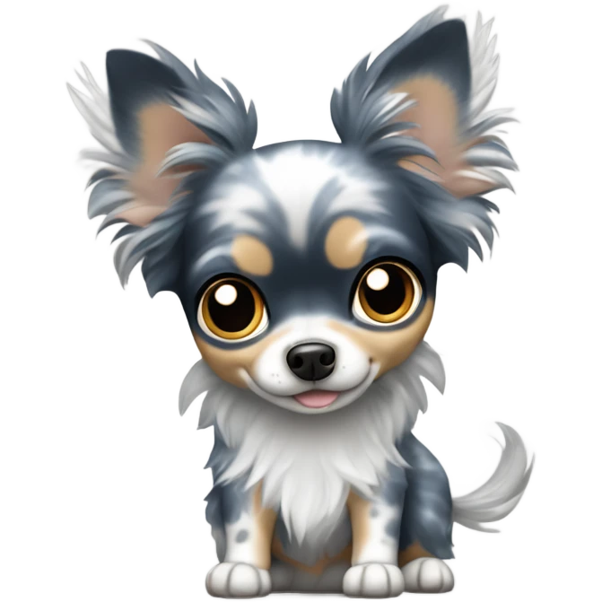 Blue merle chihuahua long hair with spotted face emoji