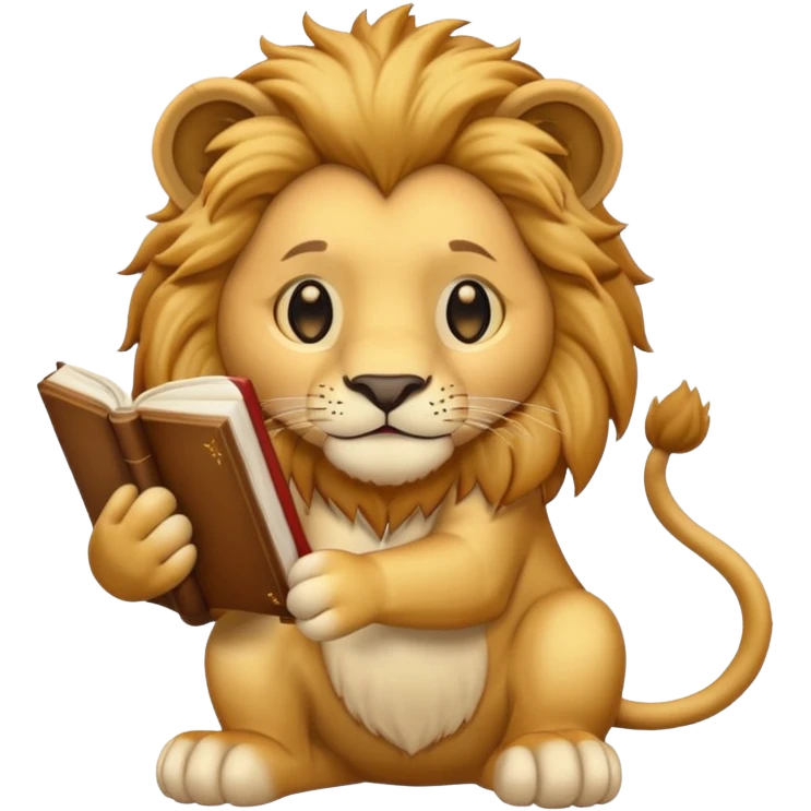 lion reading a book emoji