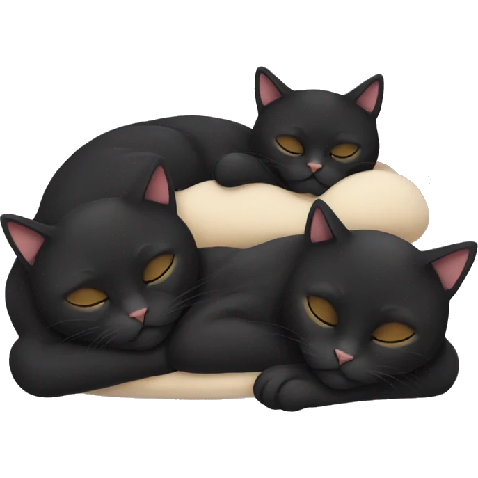 three black cats sleeping  emoji