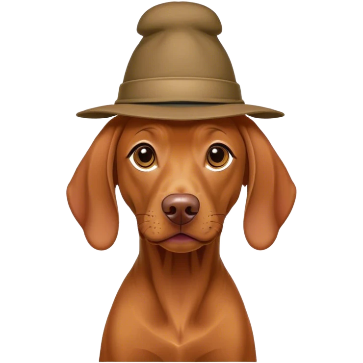 Vizsla with a hat emoji