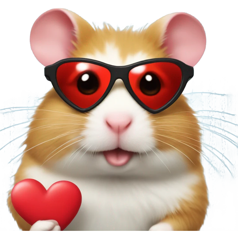 a hamster with red heart sunglasses  emoji