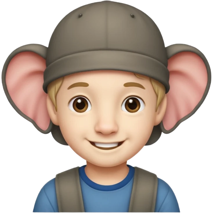 A boy that has a elephant hat emoji