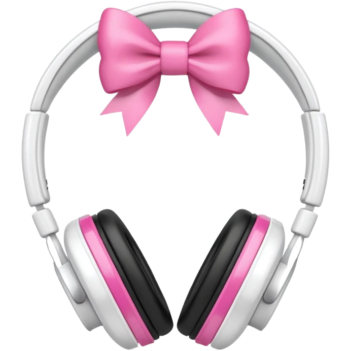 White headphones with pink bow emoji
