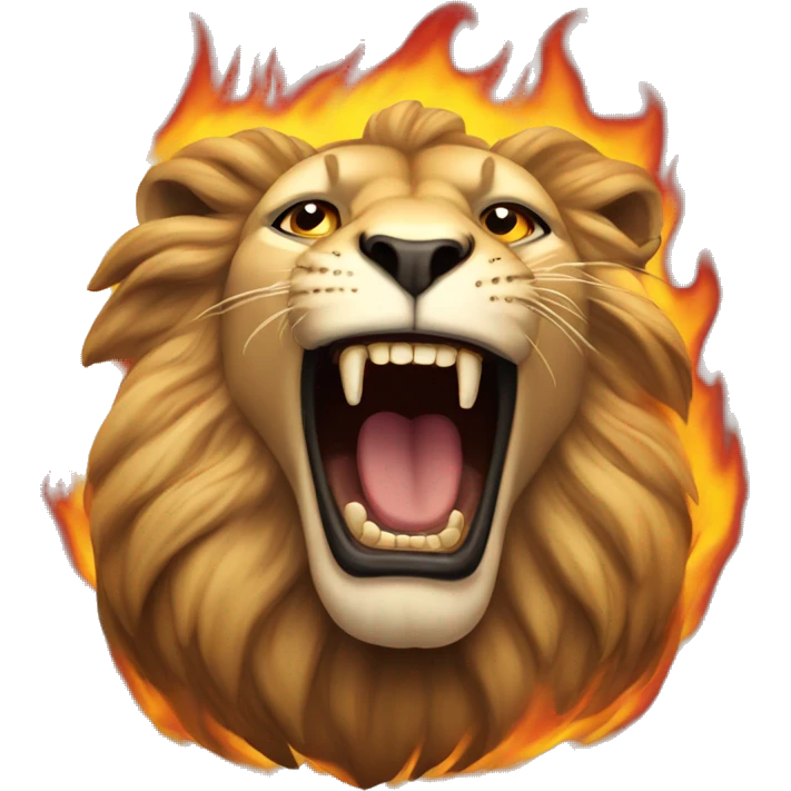roaring lion on fire emoji