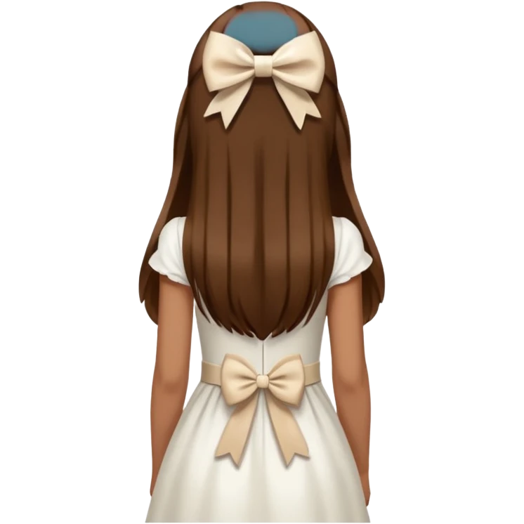 Brown long hairs with white bow from the back emoji