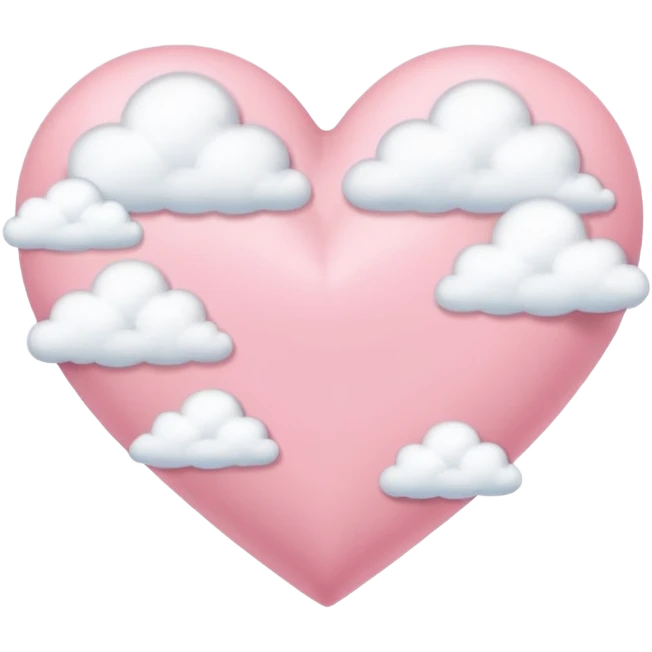 pastel pink heart with fluffy white clouds iOS Apple emoji style emoji