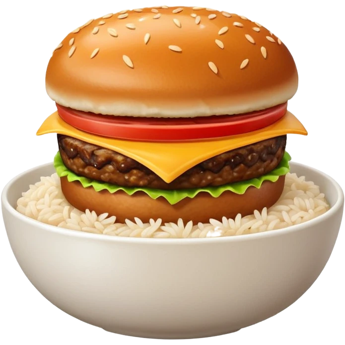 I want a hamburger patty on a bowl of rice emoji