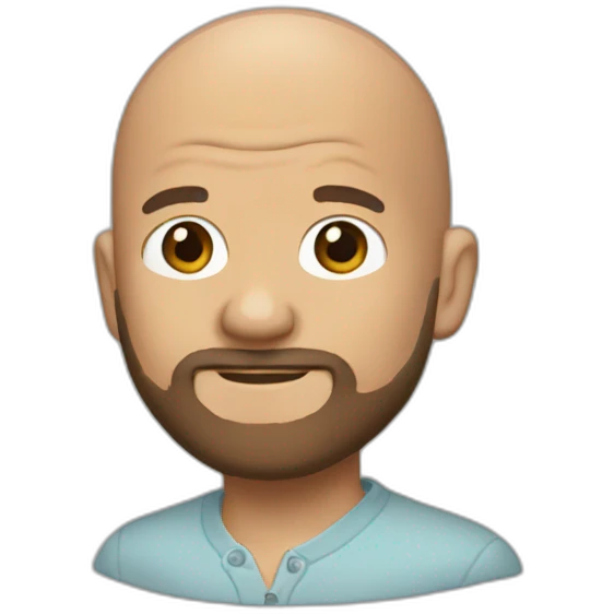 bald bob ross with bald shaved head emoji
