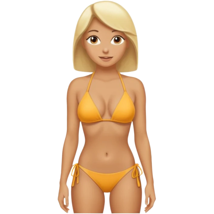 Lady with huge boobs, in a tight bikini, tanned emoji