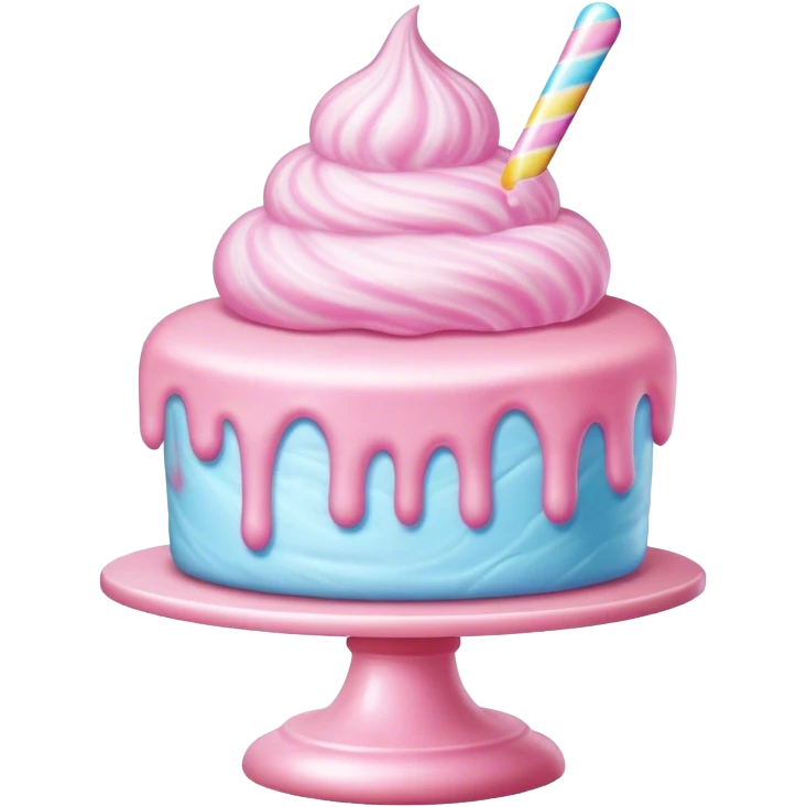 Realistic cotton candy birthday cake emoji