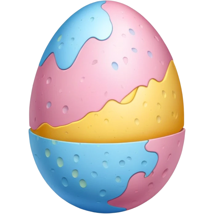 A pink blue and yellow egg emoji