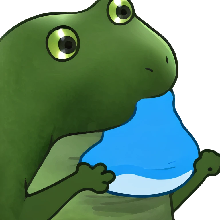 A dog pooping blue slime emoji