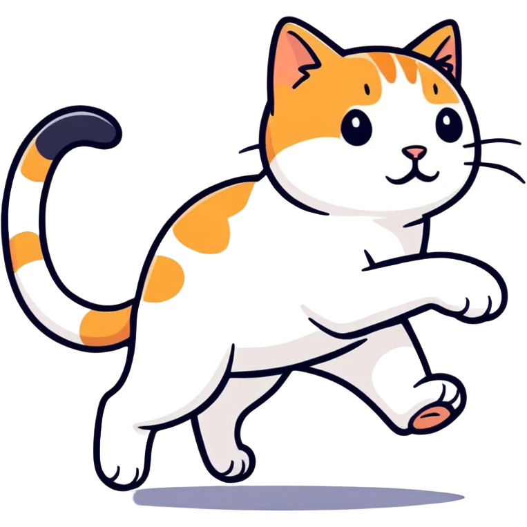Cat running backwards emoji