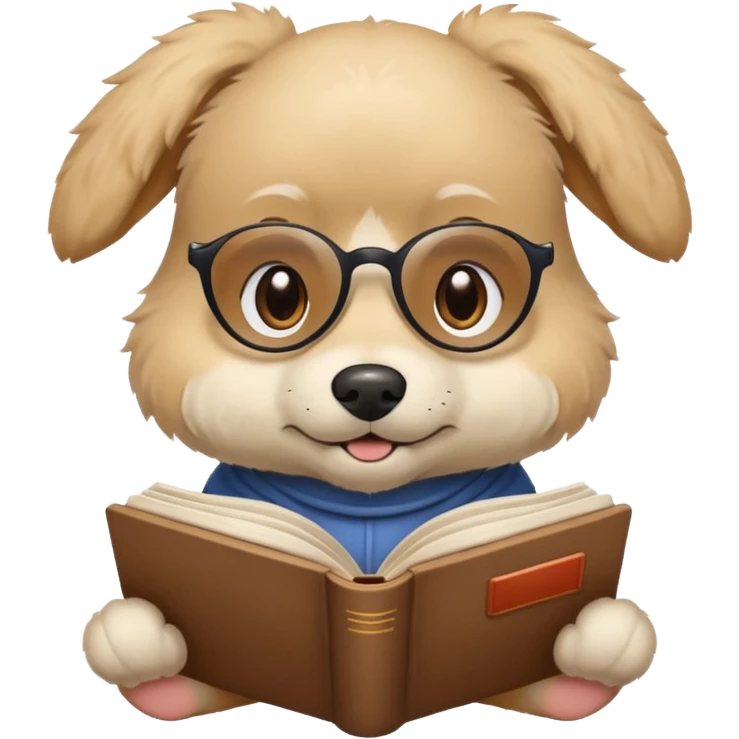 Beige dog reading a beige book emoji