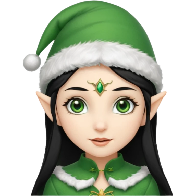 elf girl with elf hat, black hair emoji