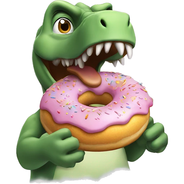 Dinosaur eating a donut on a cloud  emoji