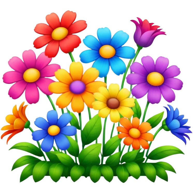happy rainbow garden flowers  emoji