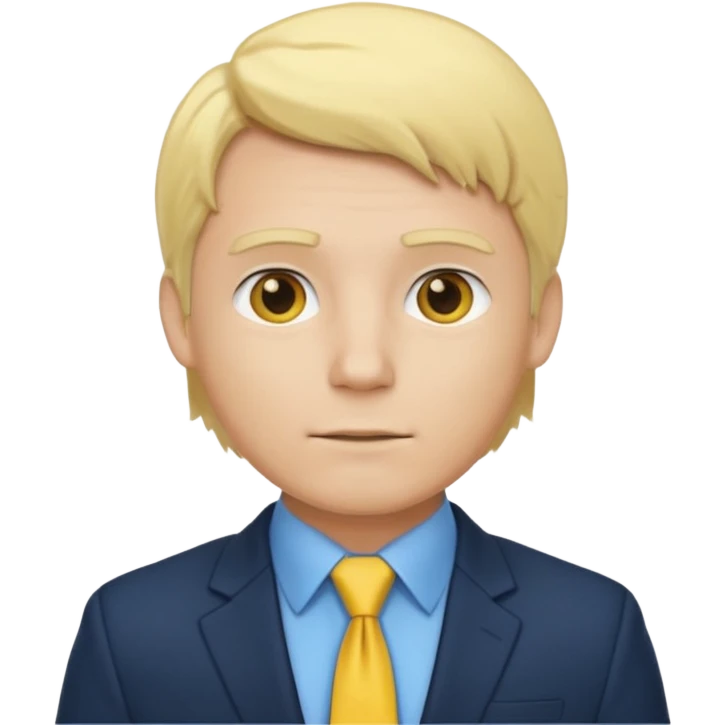 consulting man with hand with white skin and blonde hair with blue shirt and yellow tie and black blazer emoji