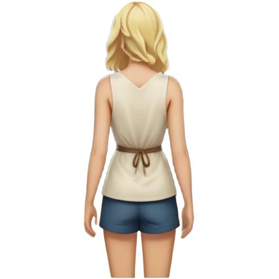 frame - the back of a blonde woman stands at a mountain crossroads, her back turned as she contemplates two trails—one illuminated,, and one shrouded in darkness, representing reaction. with hands on chest emoji