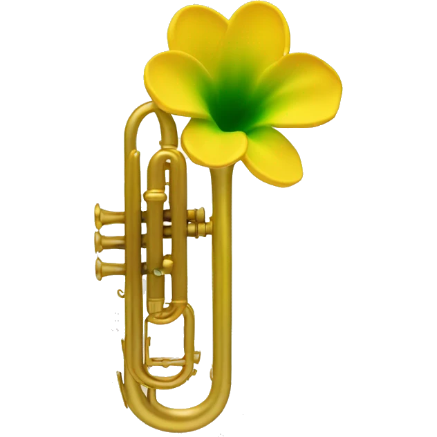 Trumpet shaped yelow flower with green inside  emoji