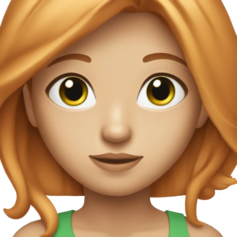Beautiful girl with ginger straight hair green eyes emoji