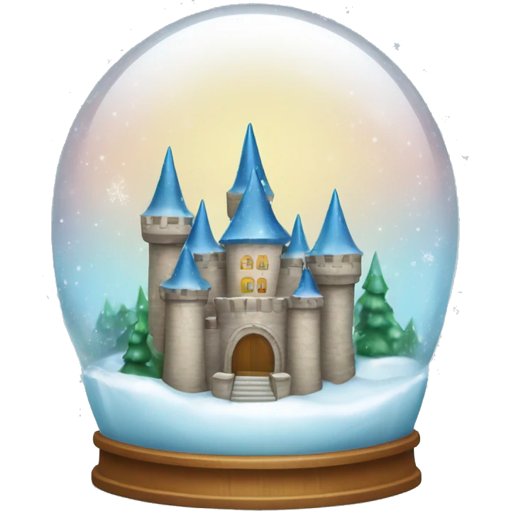 Sparkly snow globe with a castle emoji