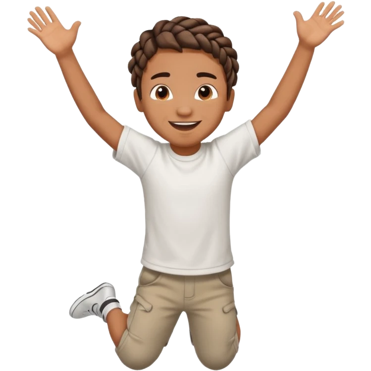 brown boy with braids jumping emoji