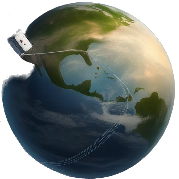 Satelite circumnavigating earth emoji