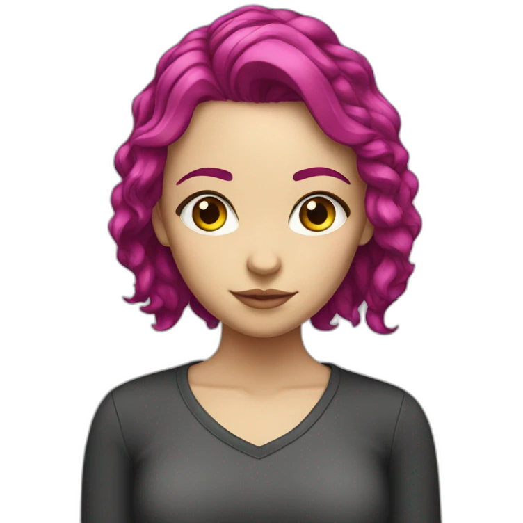 White girl with magenta hair thinking  emoji