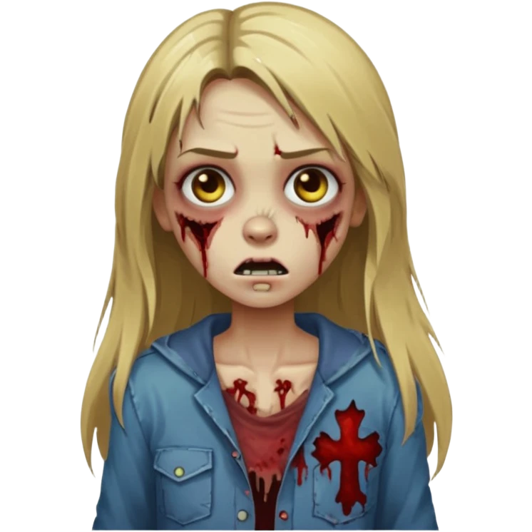 discret zumbi girl long dark blonde straight hair emoji