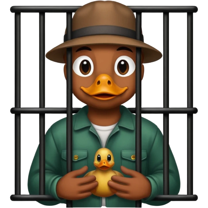 A duck thief behind bars emoji