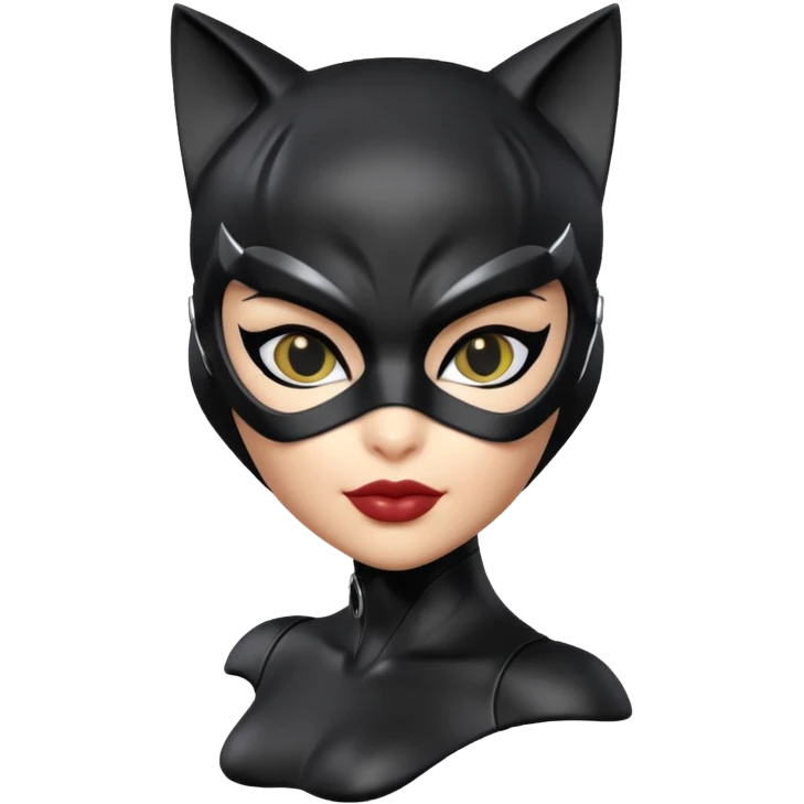 Isolated, ultra detailed illustration of the most incredibly beautiful, with a powerful but extremely sensual facial appearance and expression,  DC Hero Catwoman
figurine imaginable, toy style. emoji