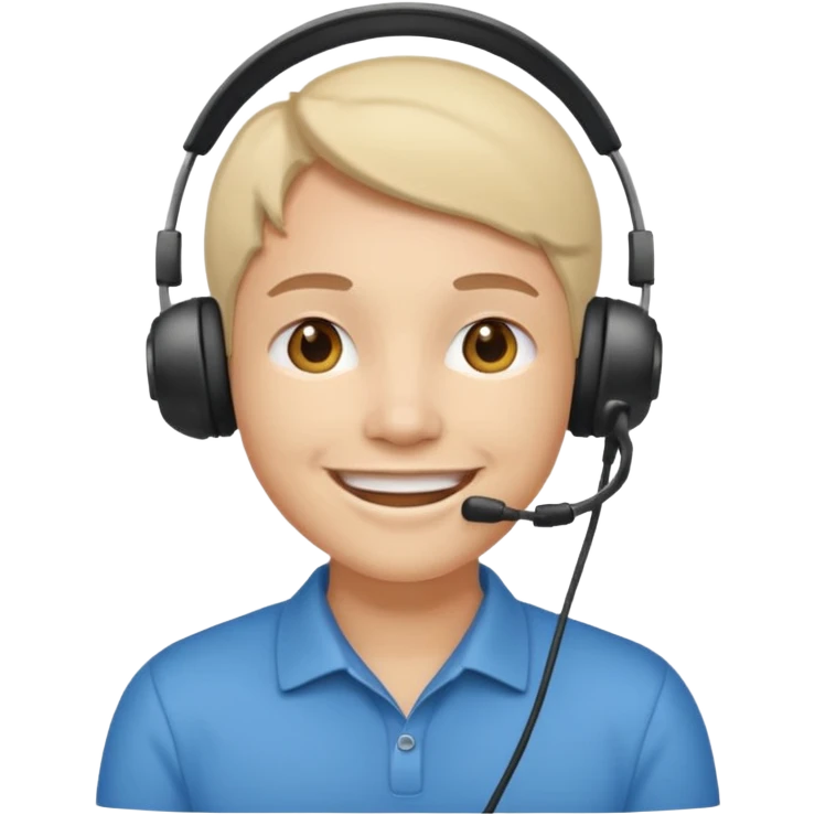 سمايل يضع سماعات التواصل مع الزبائن على رائسه emoji