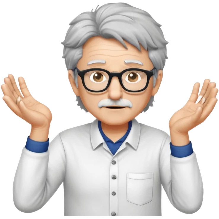 older professor with salt-and-pepper hair and glasses wearing shirts, no mustache, with hands positioned as if grabbing an invisible rugby ball emoji