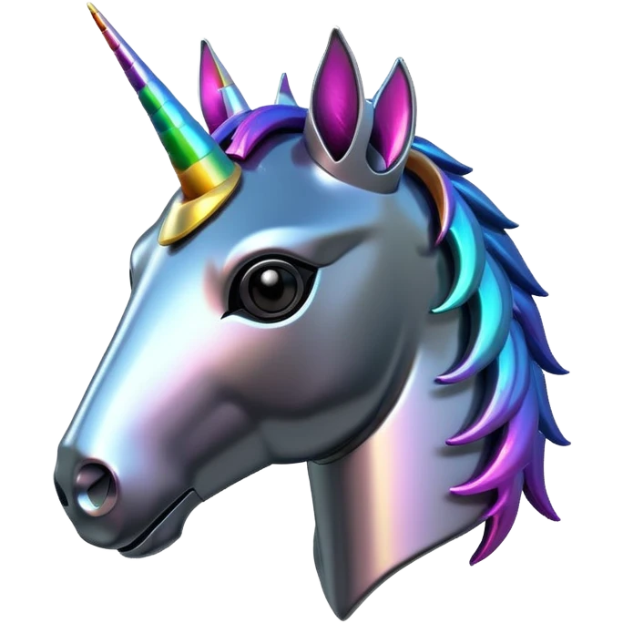 black robotic unicorn head emoji