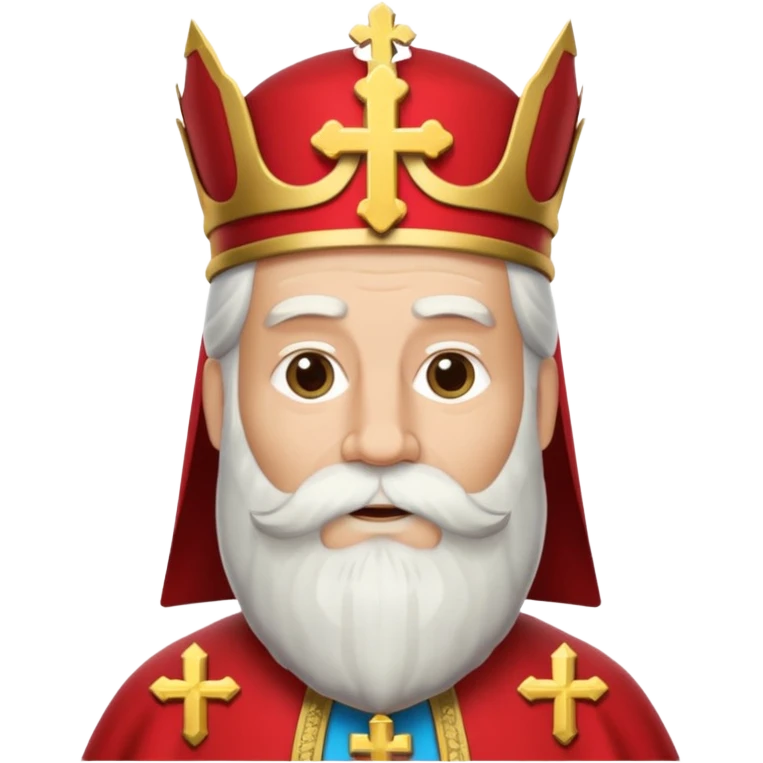 Sinterklaas met een lange witte baard en een meiter met een kruis erop emoji