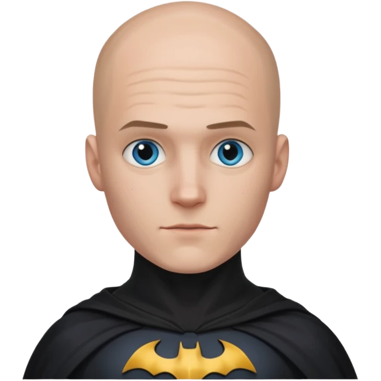 I Want a 25 years old man with glasses and blue eyes with no hair in a batman costume emoji