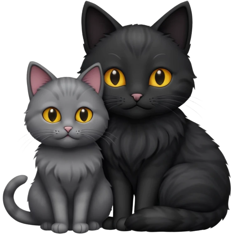 1 grey cat and 1 black cat cuddling emoji
