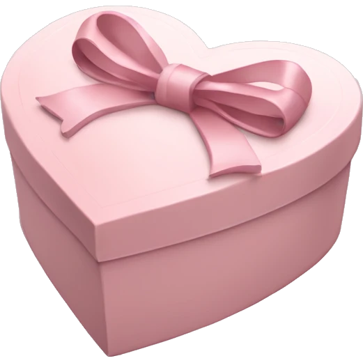 pale pink heart box, pale pink bow, filled with chocolates inside emoji