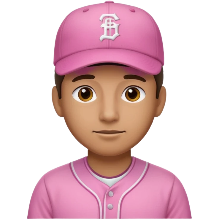 man with pink jersey and baseball hat emoji