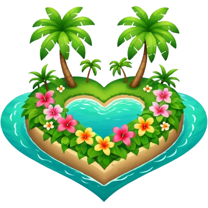 A island heart with green and flowers on it emoji