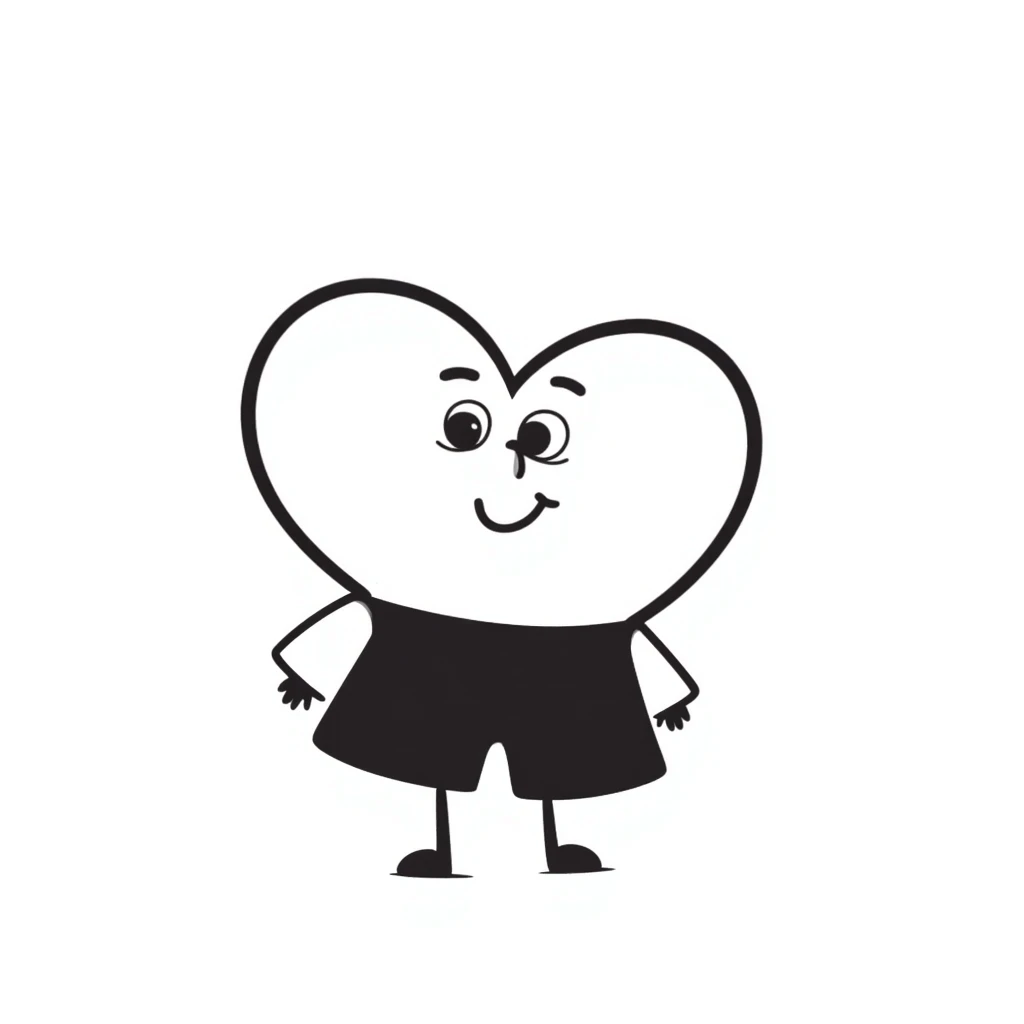 A hand-drawn heart cartoon character with cute face and arms, where the top curved parts of the heart clearly resemble butt cheeks emoji