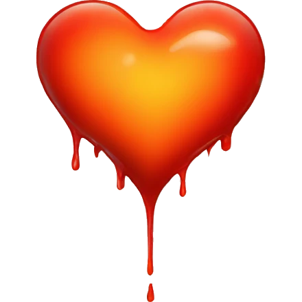 bleeding red heart shape glowing red-orange emoji