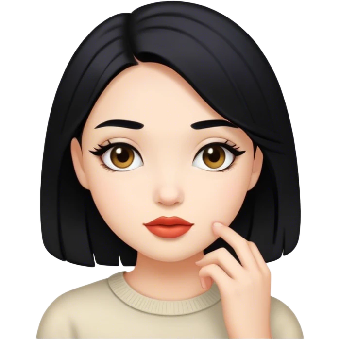 Cute girl with black hair, make it coquette  emoji