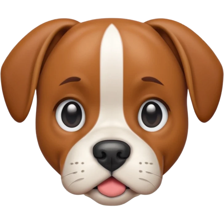 A 3D emoji of a cute Boxer dog in Apple style. The dog has a short snout, floppy ears, big round eyes, and a friendly expression. Smooth, glossy, minimal Apple-style rendering, isolated on a white background.





 emoji