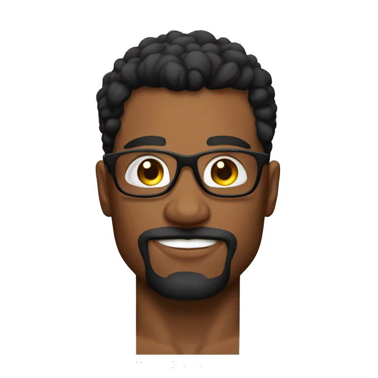 Bodybuilder pelo negro sin barba sin bigote cuerpo entero con gafas emoji