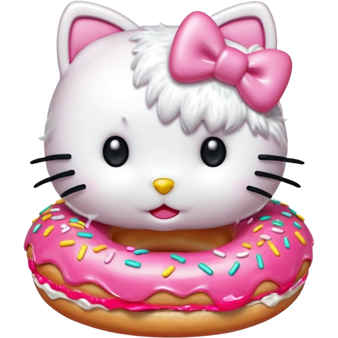 hello kitty taking a bite of a donut emoji