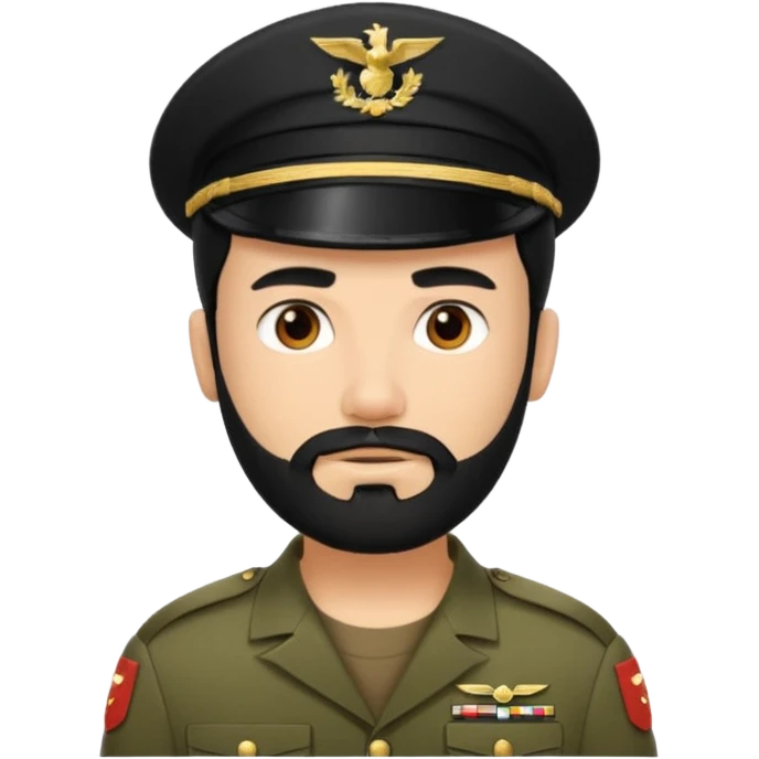 male soldier black hair and beard style remove cap emoji