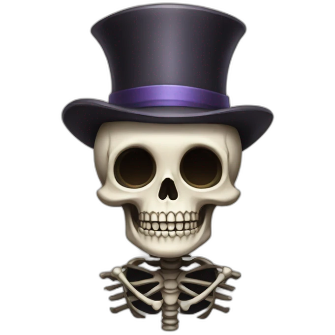 cute skeleton with a strange loope hat emoji